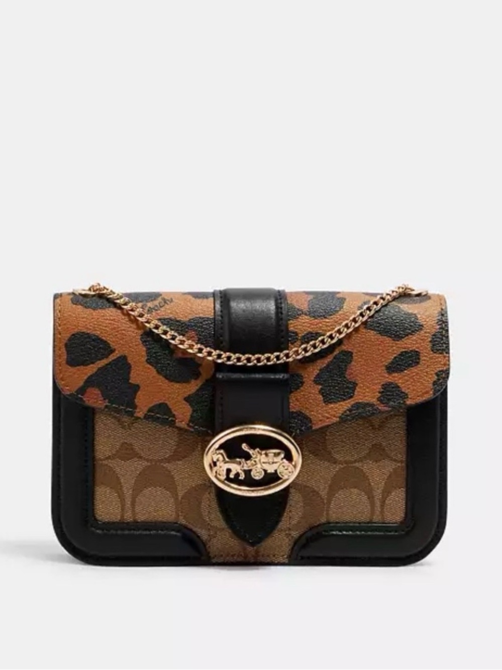 COACH BAG Georgie Crossbody In Signature Canvas With Leopard Print